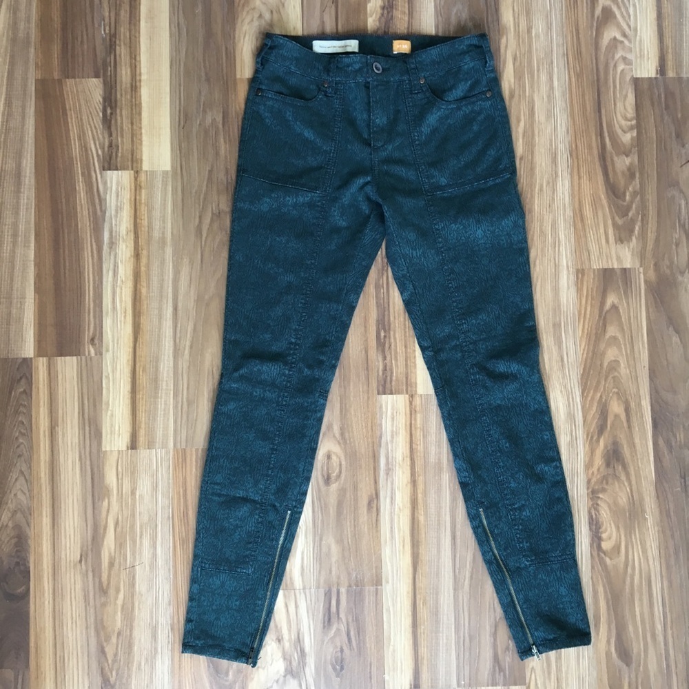 Anthro Pilcro Jacquard Moto Zip Utility Jeans